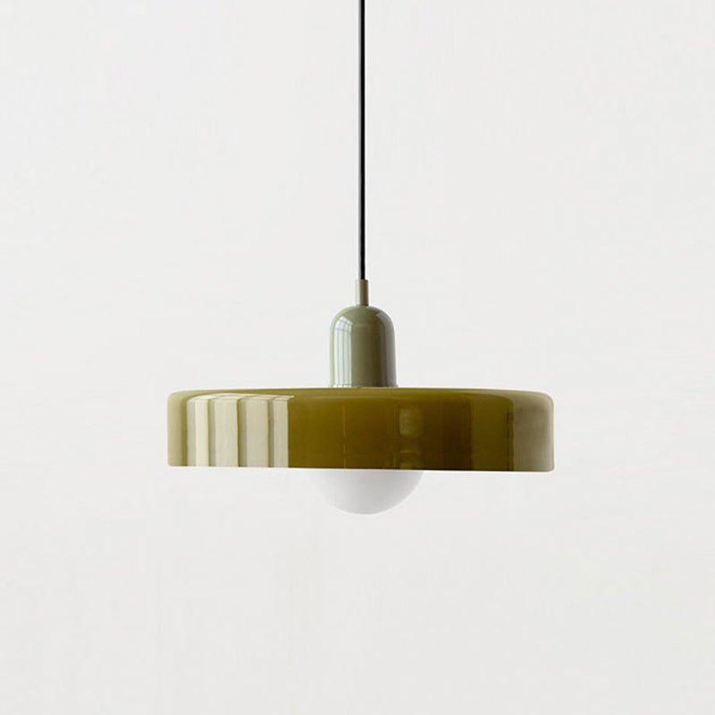 Lampe Suspendue Bauhaus en Verre Coloré – Luminaire Suspendu Rond, Design Moderne, Dimensions D25 x H18 cm, Longueur de Câble Réglable