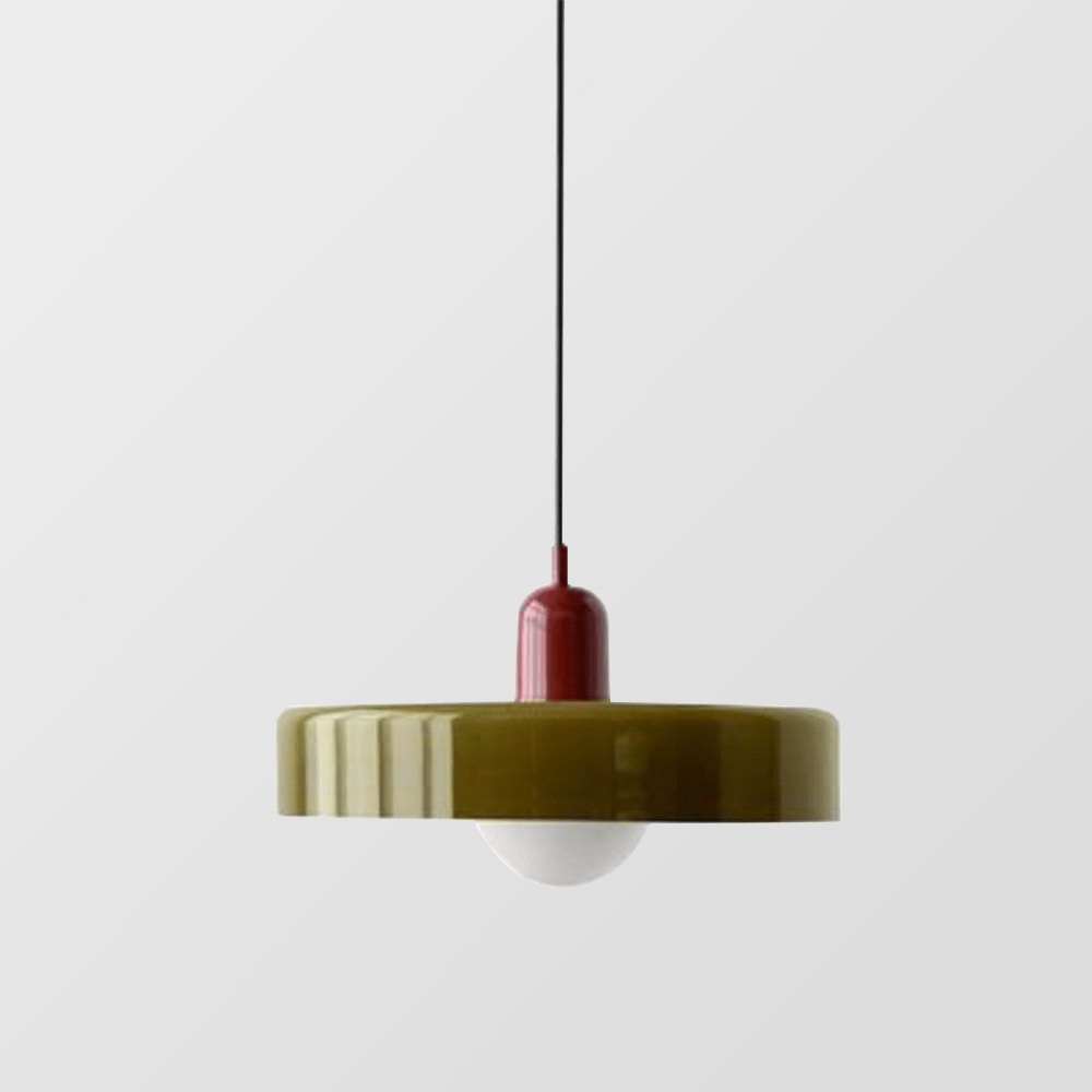 Lampe Suspendue Bauhaus en Verre Coloré – Luminaire Suspendu Rond, Design Moderne, Dimensions D25 x H18 cm, Longueur de Câble Réglable
