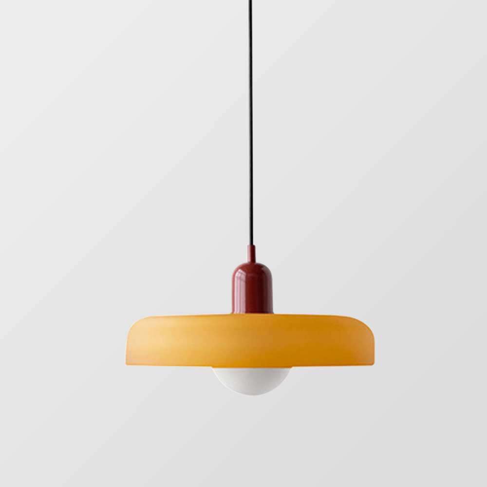 Lampe Suspendue Bauhaus en Verre Coloré – Luminaire Suspendu Rond, Design Moderne, Dimensions D25 x H18 cm, Longueur de Câble Réglable