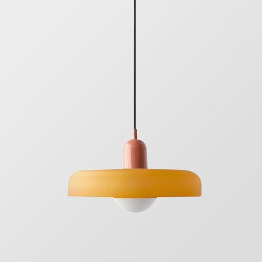 Lampe Suspendue Bauhaus en Verre Coloré – Luminaire Suspendu Rond, Design Moderne, Dimensions D25 x H18 cm, Longueur de Câble Réglable