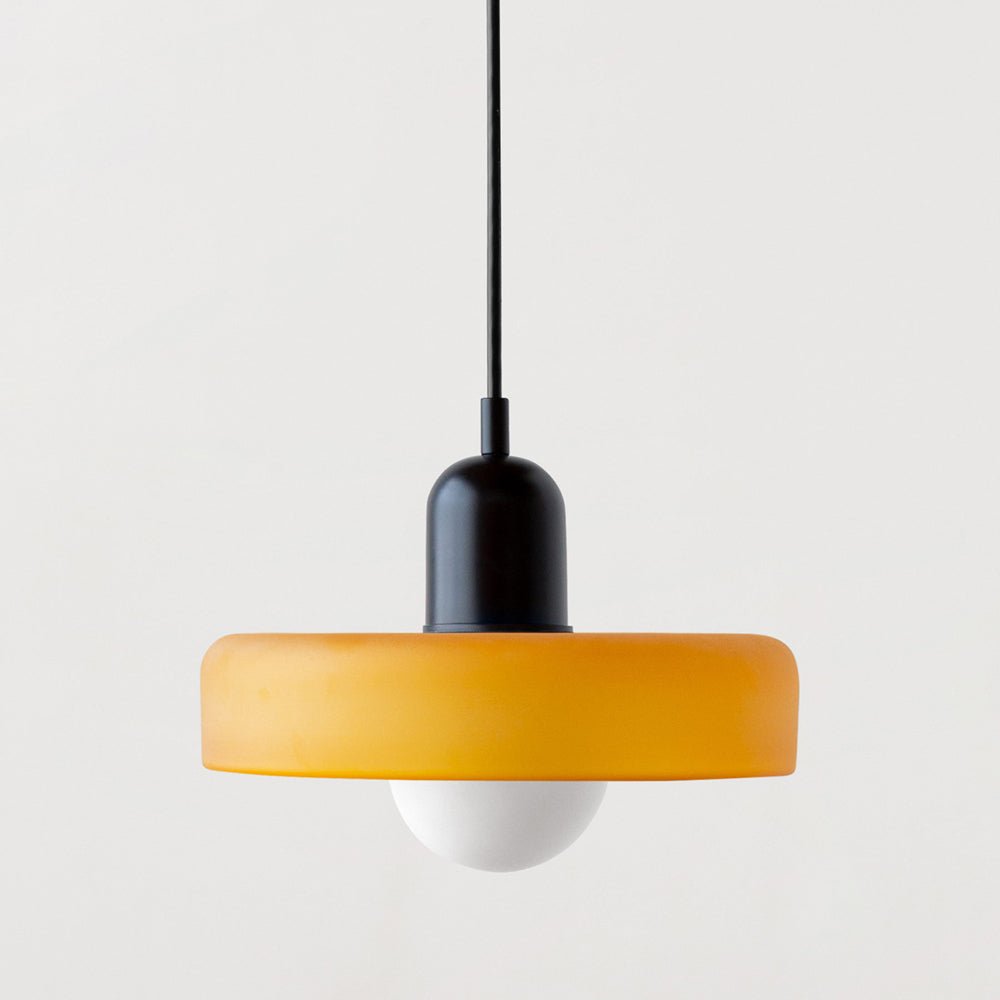 Lampe Suspendue Bauhaus en Verre Coloré – Luminaire Suspendu Rond, Design Moderne, Dimensions D25 x H18 cm, Longueur de Câble Réglable