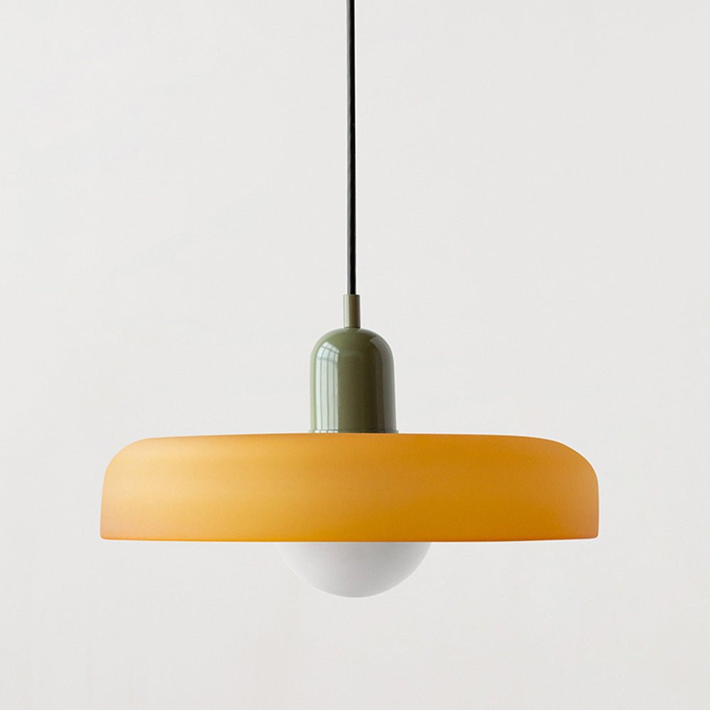 Lampe Suspendue Bauhaus en Verre Coloré – Luminaire Suspendu Rond, Design Moderne, Dimensions D25 x H18 cm, Longueur de Câble Réglable