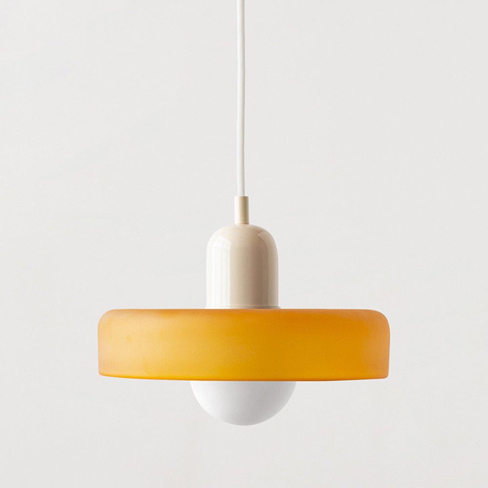 Lampe Suspendue Bauhaus en Verre Coloré – Luminaire Suspendu Rond, Design Moderne, Dimensions D25 x H18 cm, Longueur de Câble Réglable