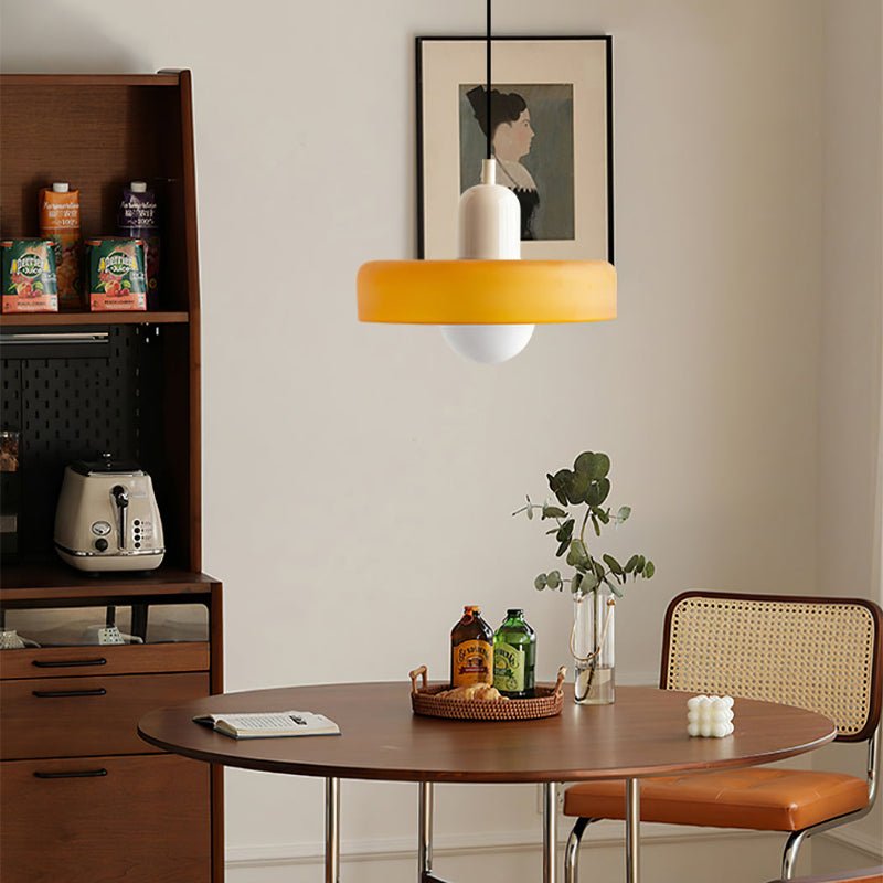 Lampe Suspendue Bauhaus en Verre Coloré – Luminaire Suspendu Rond, Design Moderne, Dimensions D25 x H18 cm, Longueur de Câble Réglable