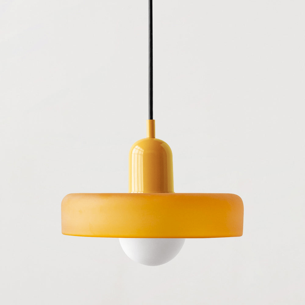 Lampe Suspendue Bauhaus en Verre Coloré – Luminaire Suspendu Rond, Design Moderne, Dimensions D25 x H18 cm, Longueur de Câble Réglable