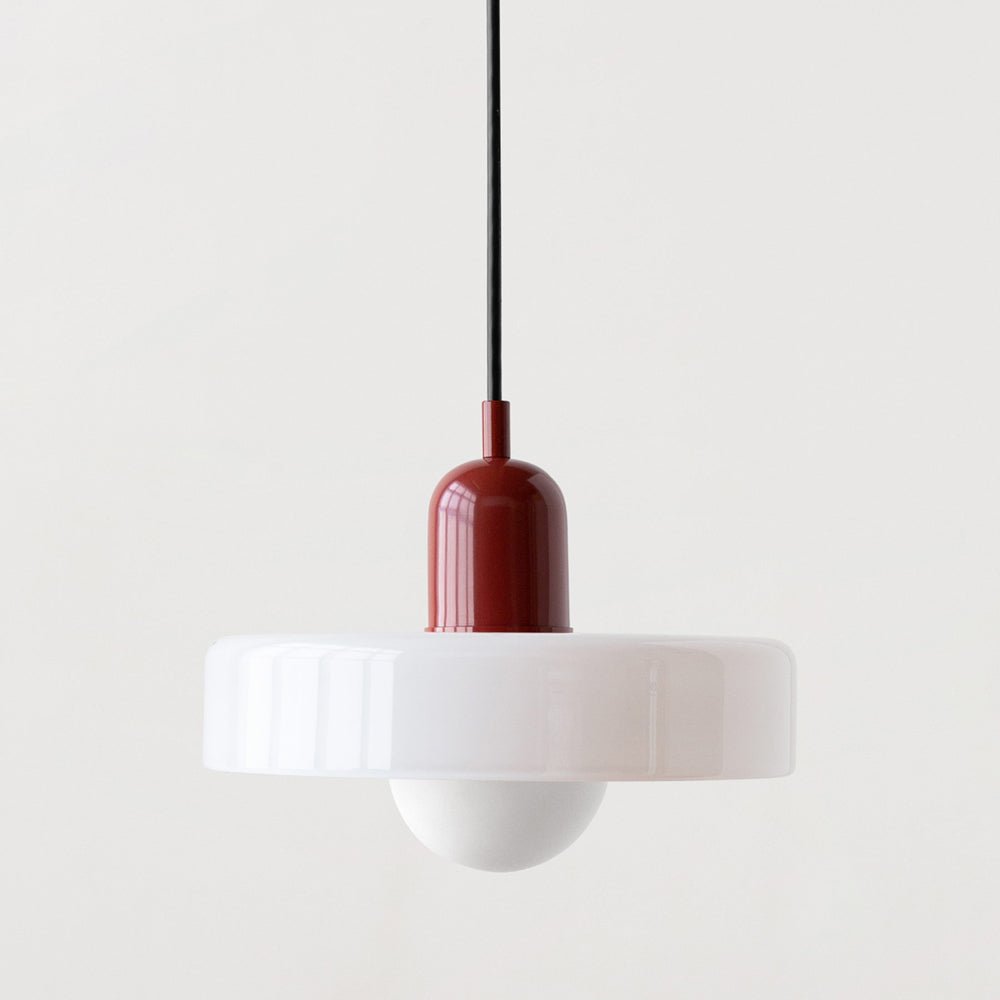 Lampe Suspendue Bauhaus en Verre Coloré – Luminaire Suspendu Rond, Design Moderne, Dimensions D25 x H18 cm, Longueur de Câble Réglable