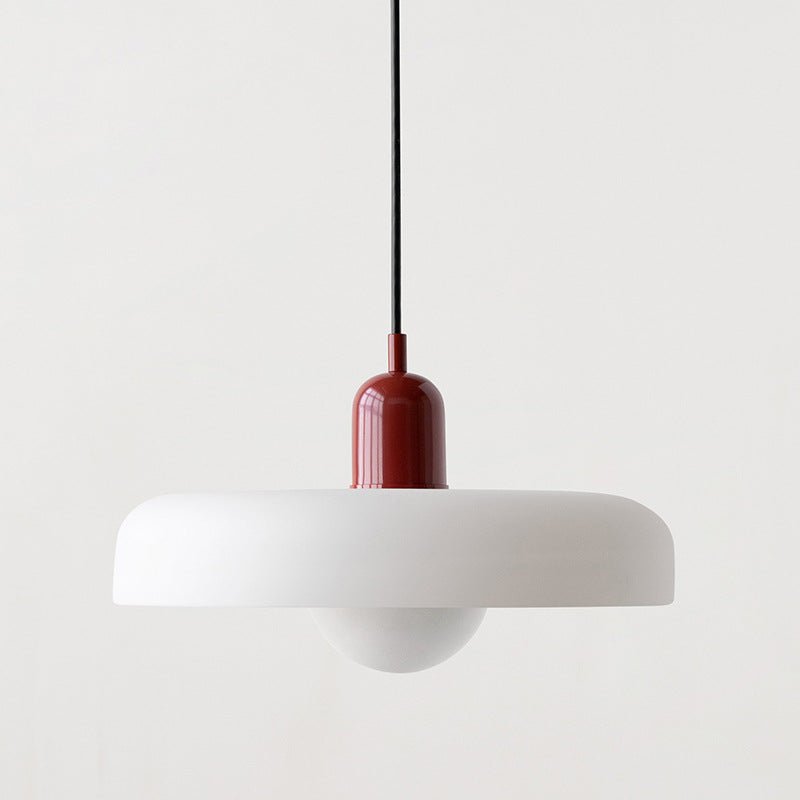 Lampe Suspendue Bauhaus en Verre Coloré – Luminaire Suspendu Rond, Design Moderne, Dimensions D25 x H18 cm, Longueur de Câble Réglable