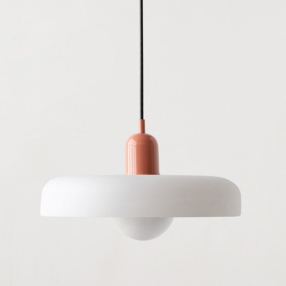 Lampe Suspendue Bauhaus en Verre Coloré – Luminaire Suspendu Rond, Design Moderne, Dimensions D25 x H18 cm, Longueur de Câble Réglable
