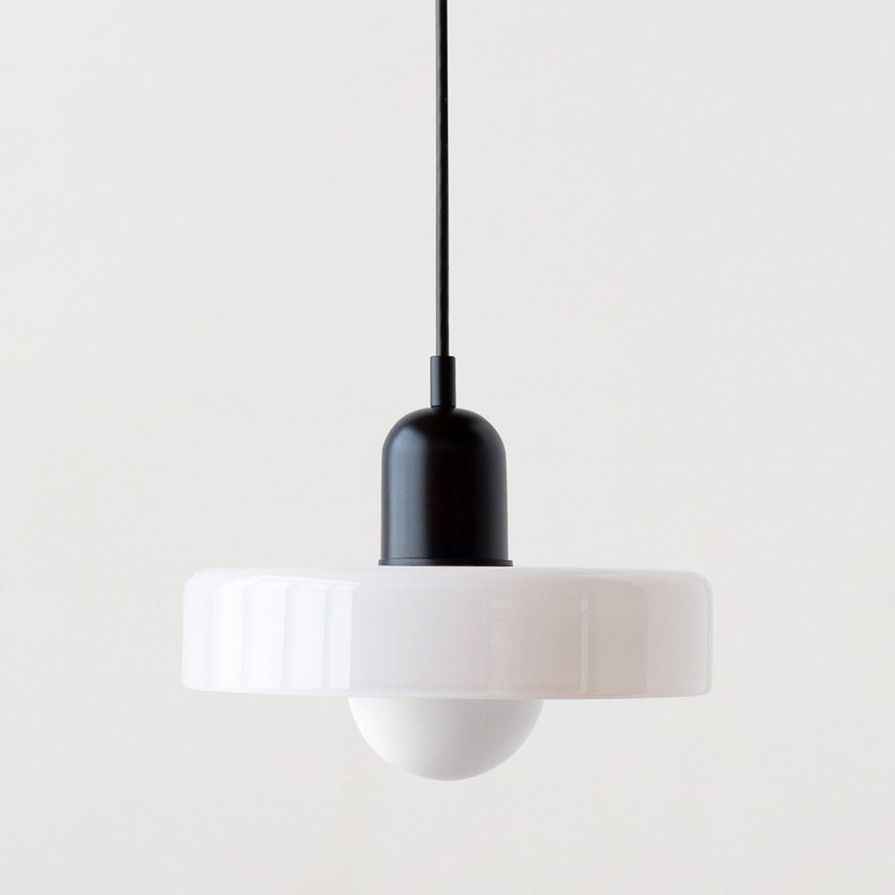 Lampe Suspendue Bauhaus en Verre Coloré – Luminaire Suspendu Rond, Design Moderne, Dimensions D25 x H18 cm, Longueur de Câble Réglable