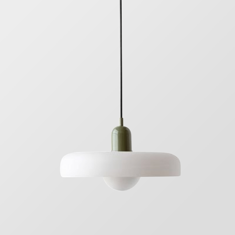 Lampe Suspendue Bauhaus en Verre Coloré – Luminaire Suspendu Rond, Design Moderne, Dimensions D25 x H18 cm, Longueur de Câble Réglable