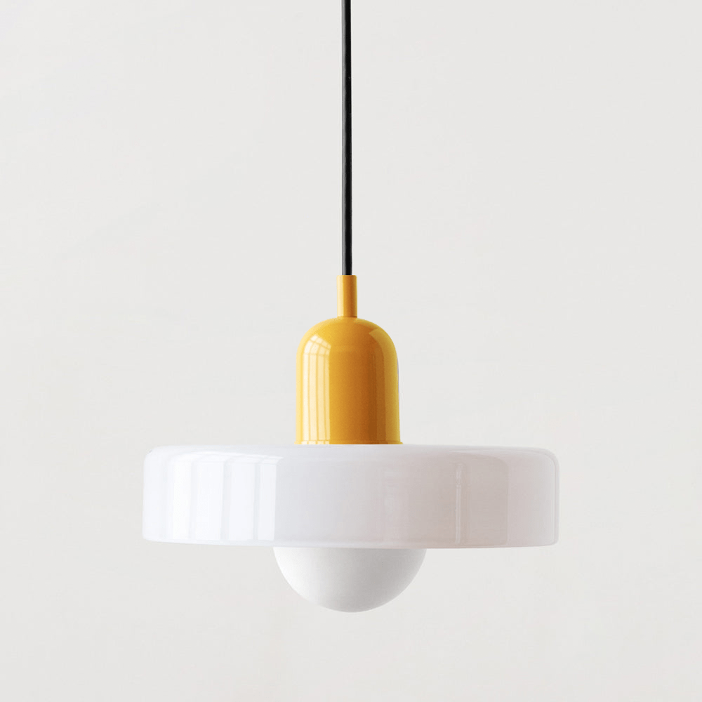 Lampe Suspendue Bauhaus en Verre Coloré – Luminaire Suspendu Rond, Design Moderne, Dimensions D25 x H18 cm, Longueur de Câble Réglable