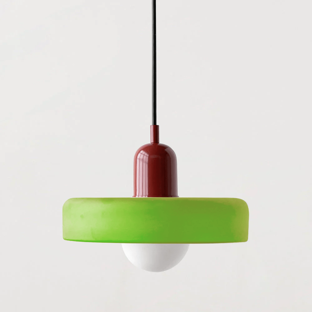 Lampe Suspendue Bauhaus en Verre Coloré – Luminaire Suspendu Rond, Design Moderne, Dimensions D25 x H18 cm, Longueur de Câble Réglable