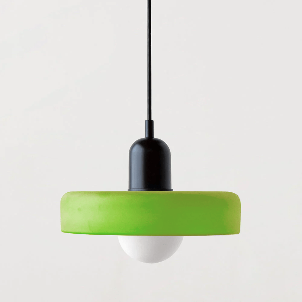 Lampe Suspendue Bauhaus en Verre Coloré – Luminaire Suspendu Rond, Design Moderne, Dimensions D25 x H18 cm, Longueur de Câble Réglable