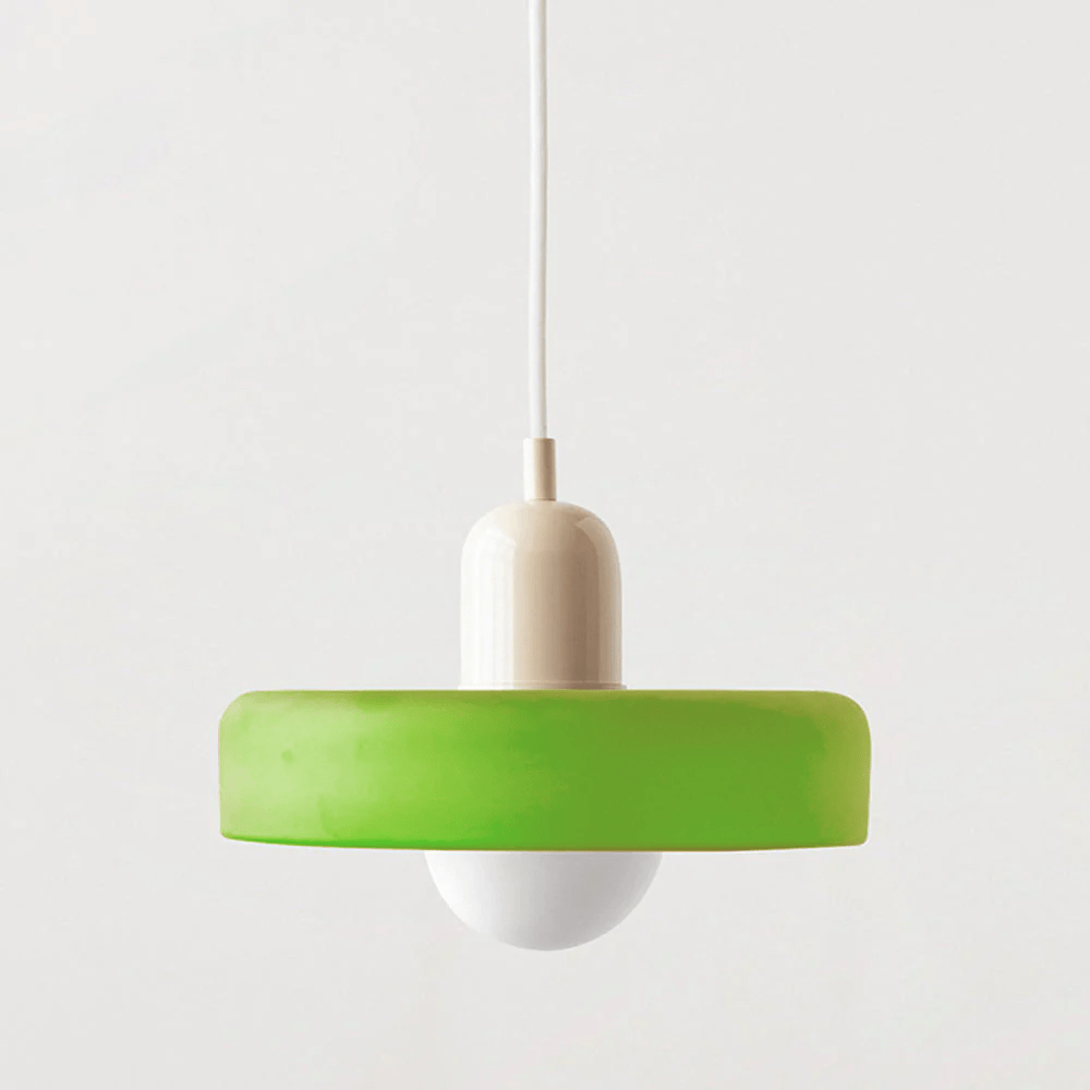 Lampe Suspendue Bauhaus en Verre Coloré – Luminaire Suspendu Rond, Design Moderne, Dimensions D25 x H18 cm, Longueur de Câble Réglable
