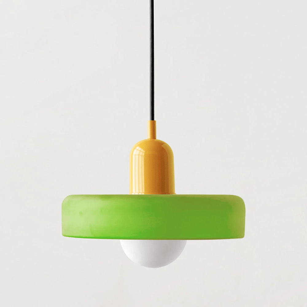 Lampe Suspendue Bauhaus en Verre Coloré – Luminaire Suspendu Rond, Design Moderne, Dimensions D25 x H18 cm, Longueur de Câble Réglable
