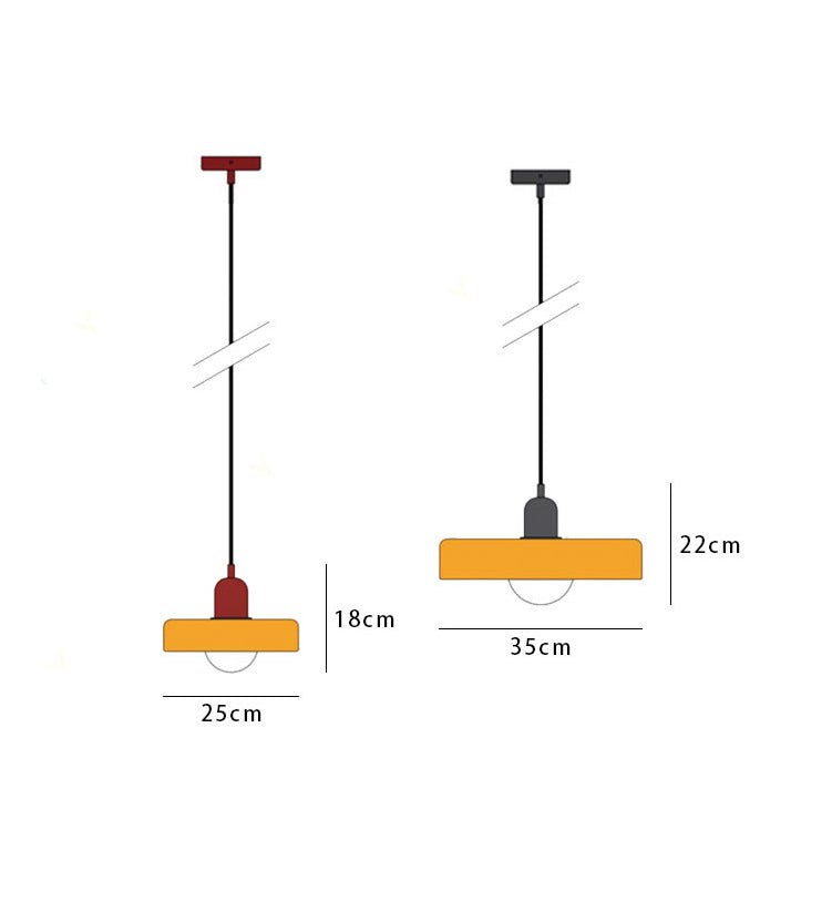 Lampe Suspendue Bauhaus en Verre Coloré – Luminaire Suspendu Rond, Design Moderne, Dimensions D25 x H18 cm, Longueur de Câble Réglable