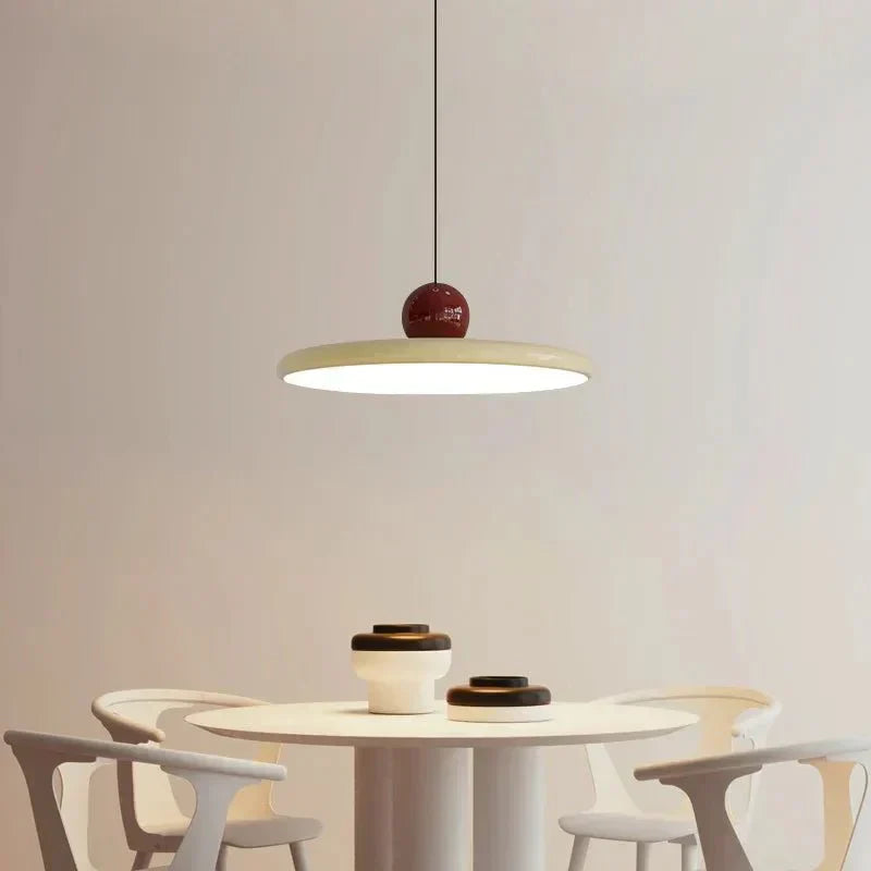 Suspension en Verre Bauhaus LED Crème Douce – Éclairage Artistique pour Salon et Salle à Manger, Diamètre 30/40 cm