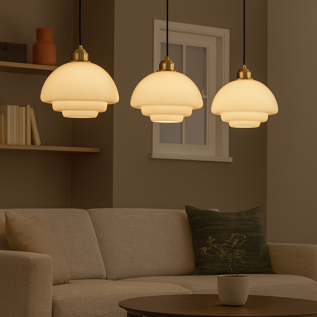 Suspension Lumineuse Design en Verre Blanc avec Éclairage LED – Abat-jour Moderne et Réglable pour Intérieurs élégants