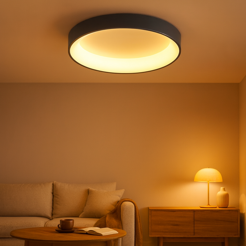 Plafonnier LED Ronde Design Scandinave – Éclairage LED Énergétique pour Intérieur Moderne