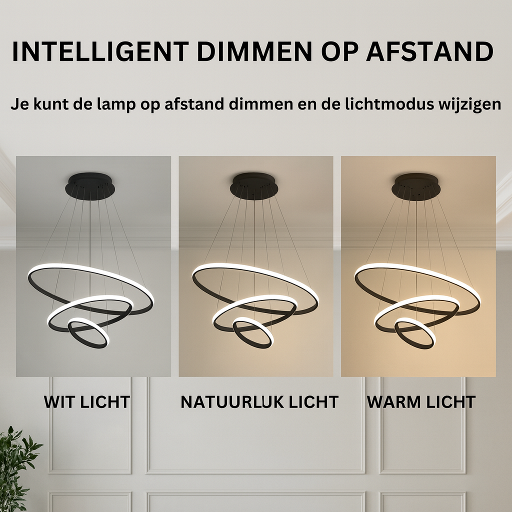 Lustre Moderne à Trois Anneaux Dimmables pour Salon et Salle à Manger - Luminaire Design Élégant en Aluminium