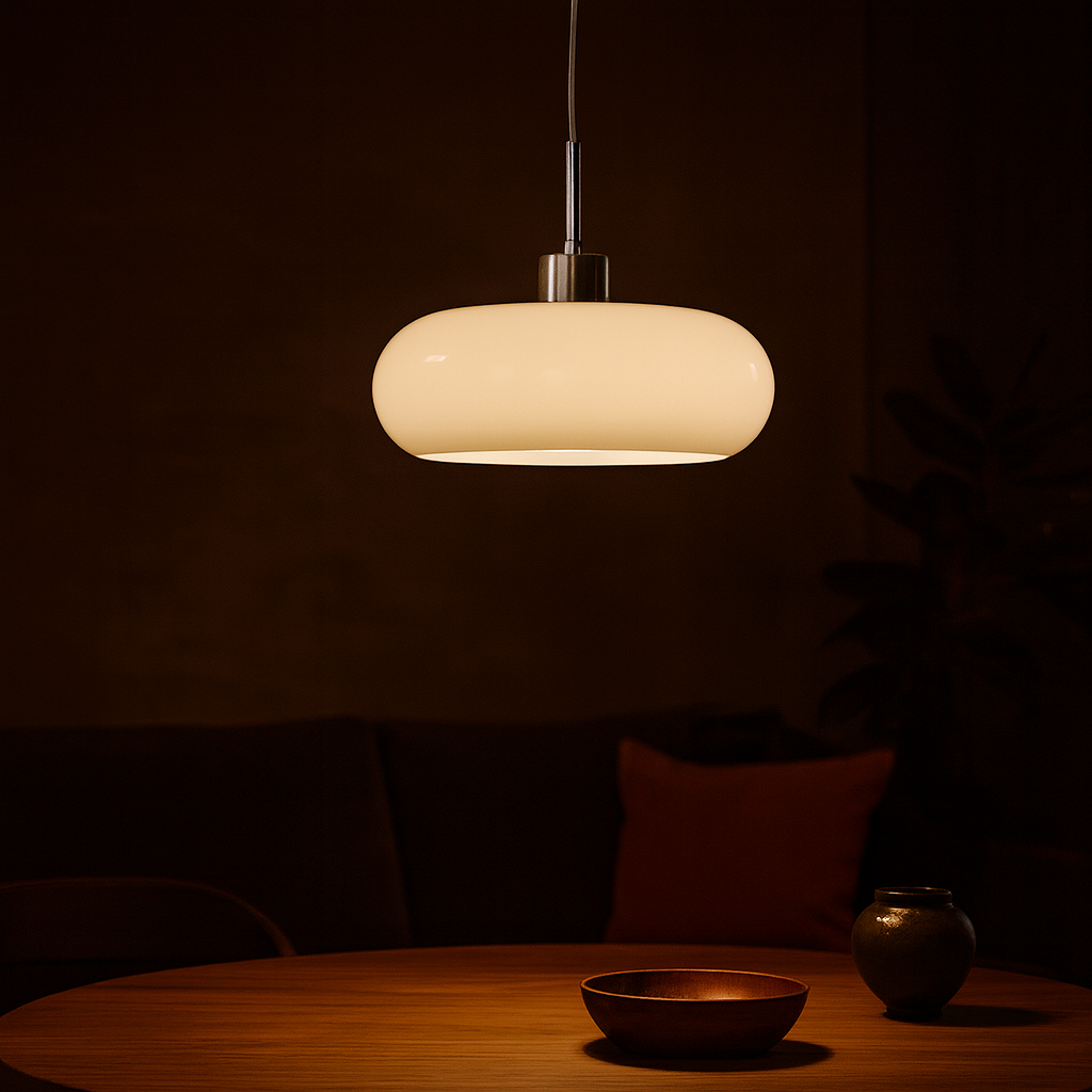 Suspension en Verre Dimmable Broodvormé – Éclairage Moderne Orange et Blanc pour Salon, Salle à Manger et Bureau