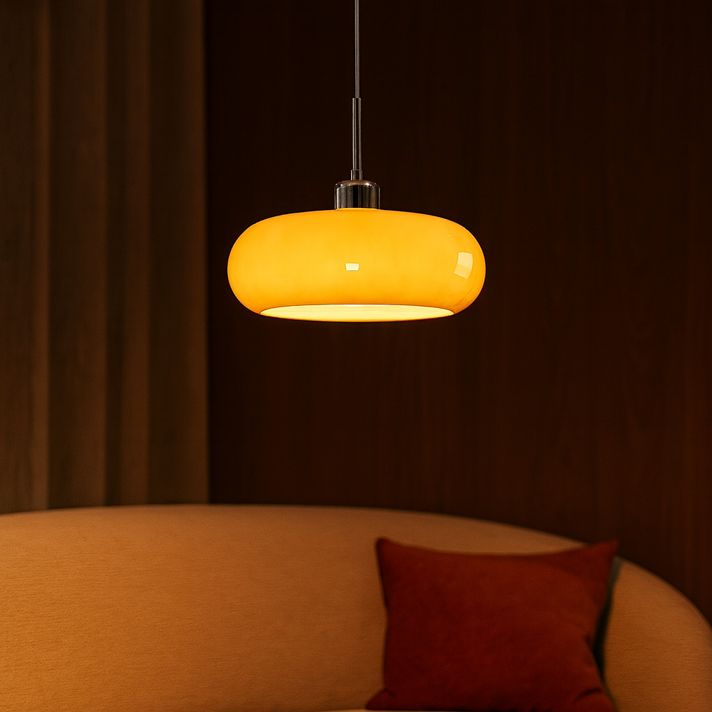 Suspension en Verre Dimmable Broodvormé – Éclairage Moderne Orange et Blanc pour Salon, Salle à Manger et Bureau