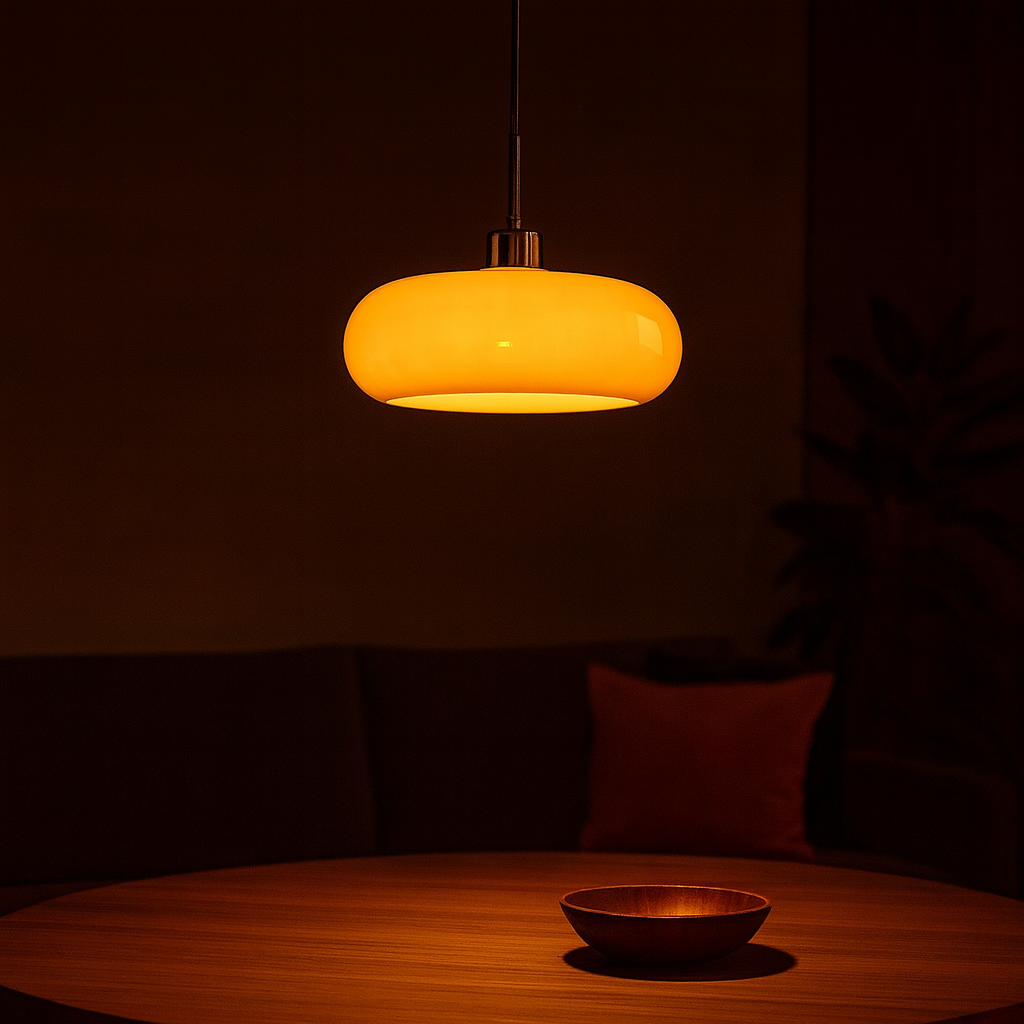 Suspension en Verre Dimmable Broodvormé – Éclairage Moderne Orange et Blanc pour Salon, Salle à Manger et Bureau