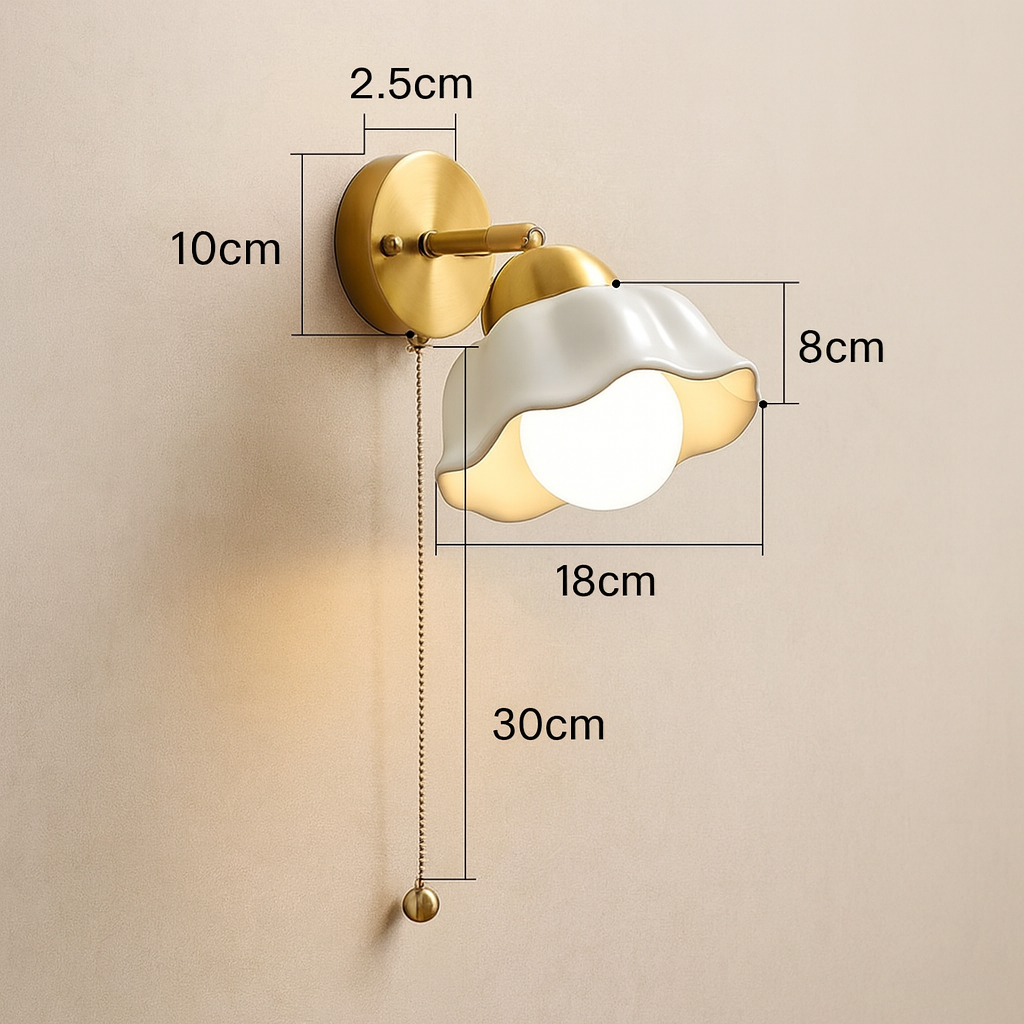 Applique Murale Fleur Blanche Vintage en Métal et Acrylique – Lampe Murale Design pour Chambre et Salon