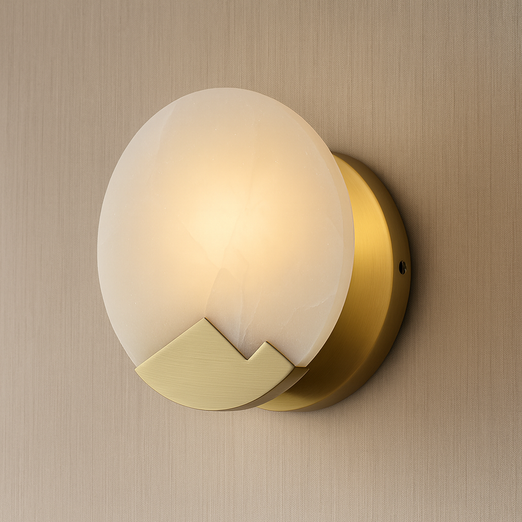 Applique Murale Design en Marbre et Laiton, Éclairage Dimmable pour Chambre et Salon – Style Scandinave Élégant