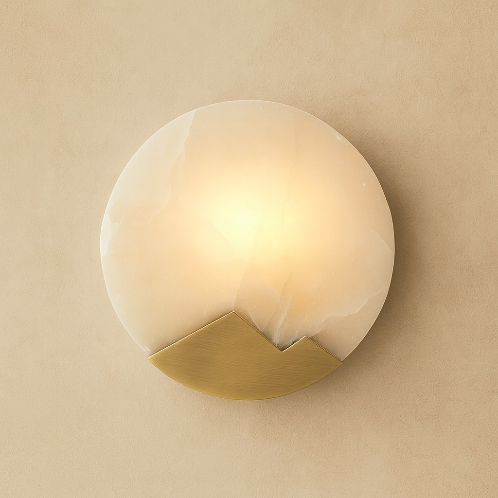 Applique Murale Design en Marbre et Laiton, Éclairage Dimmable pour Chambre et Salon – Style Scandinave Élégant