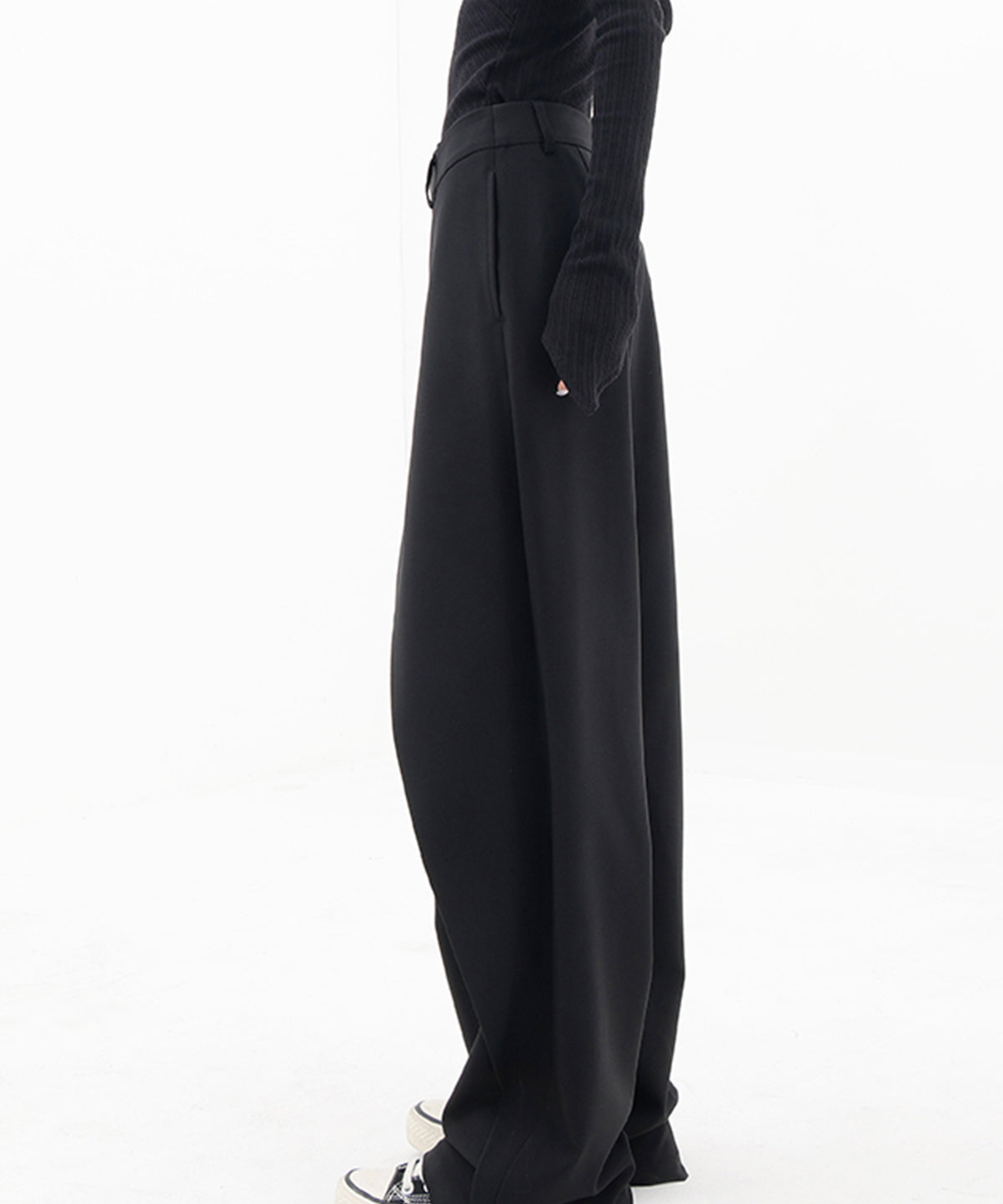 Asymmetrical Layer Button Wide Leg Dress Pants