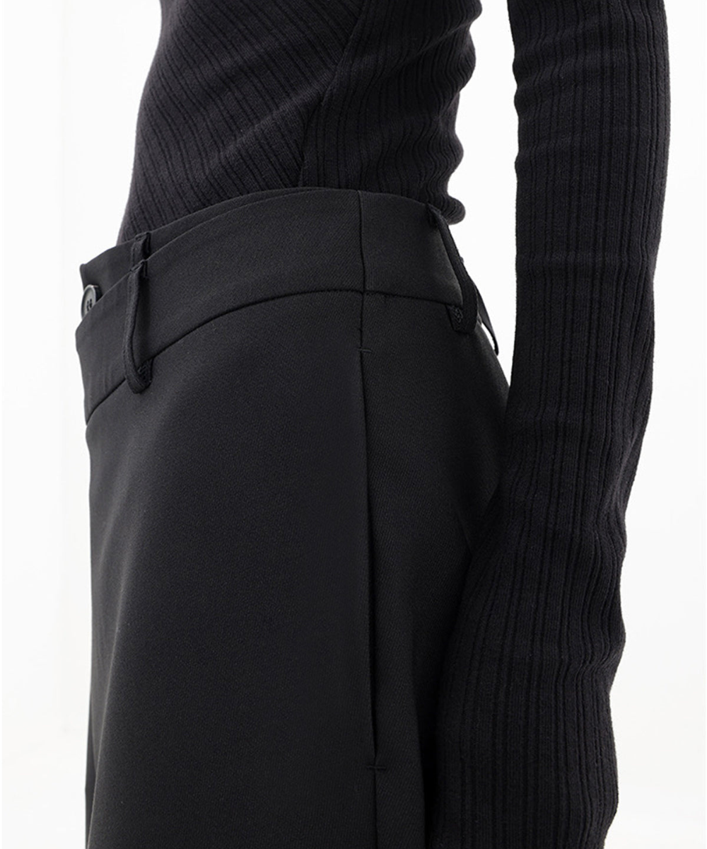 Asymmetrical Layer Button Wide Leg Dress Pants