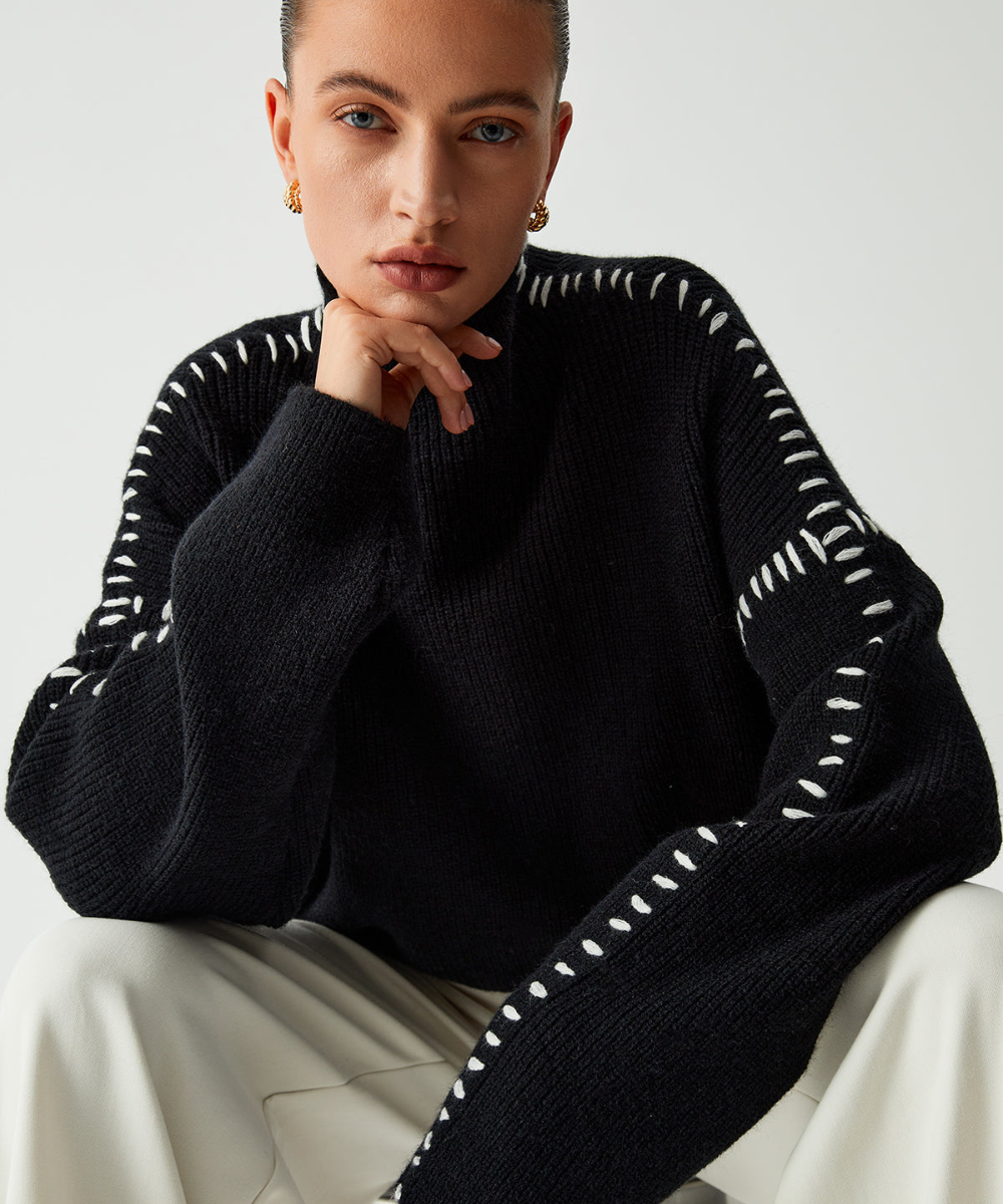 Shift The Focus Oversized Mock Neck Sweater