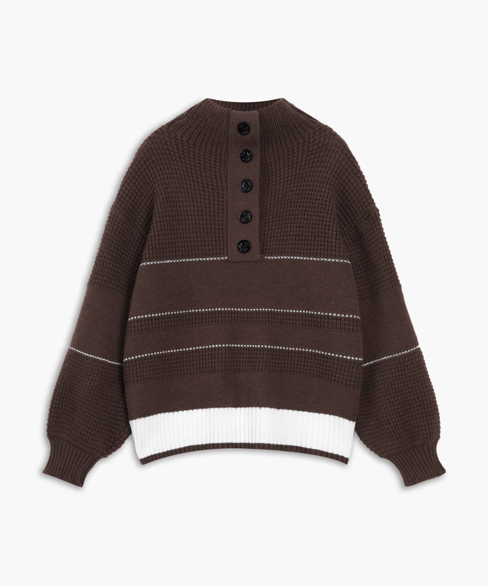 Open Collar Button Up Sweater