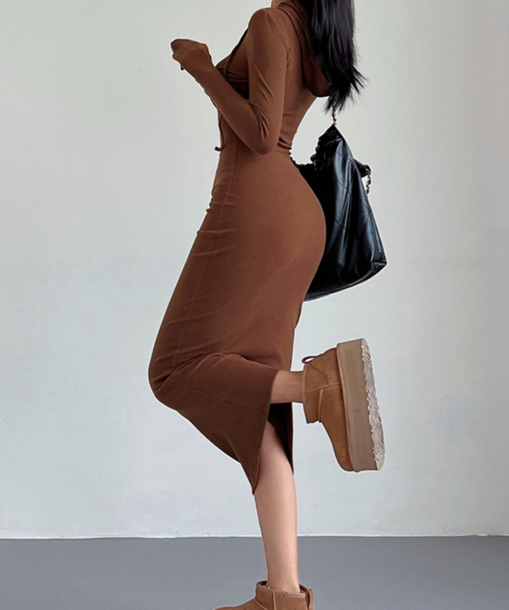 Drop Shoulder Drawstring Hooded Dress