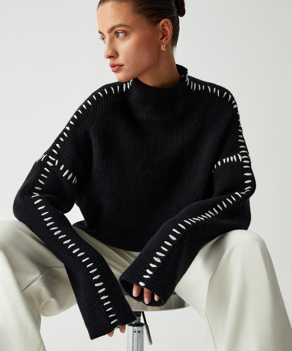 Shift The Focus Oversized Mock Neck Sweater