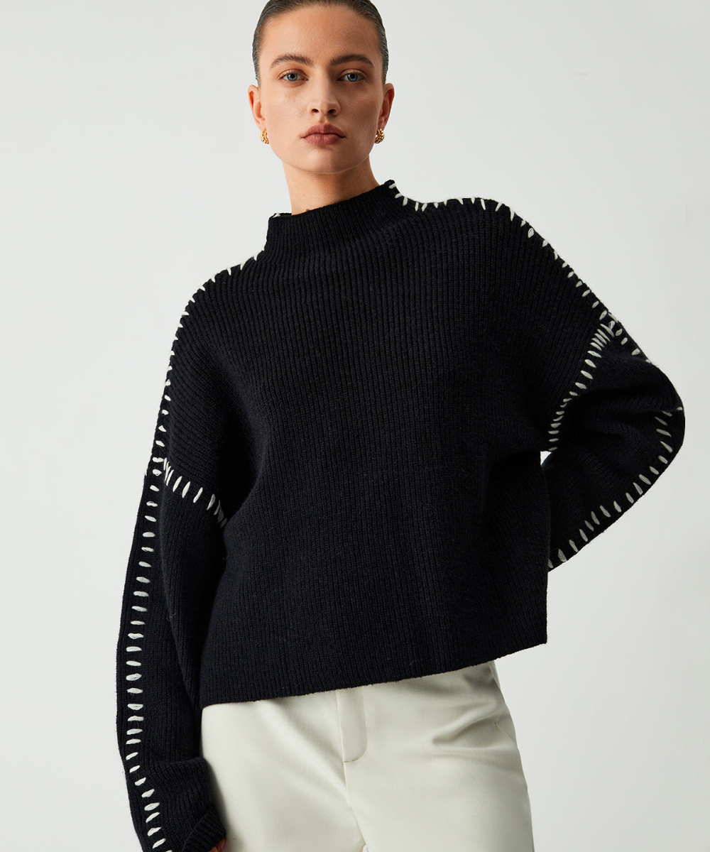 Shift The Focus Oversized Mock Neck Sweater