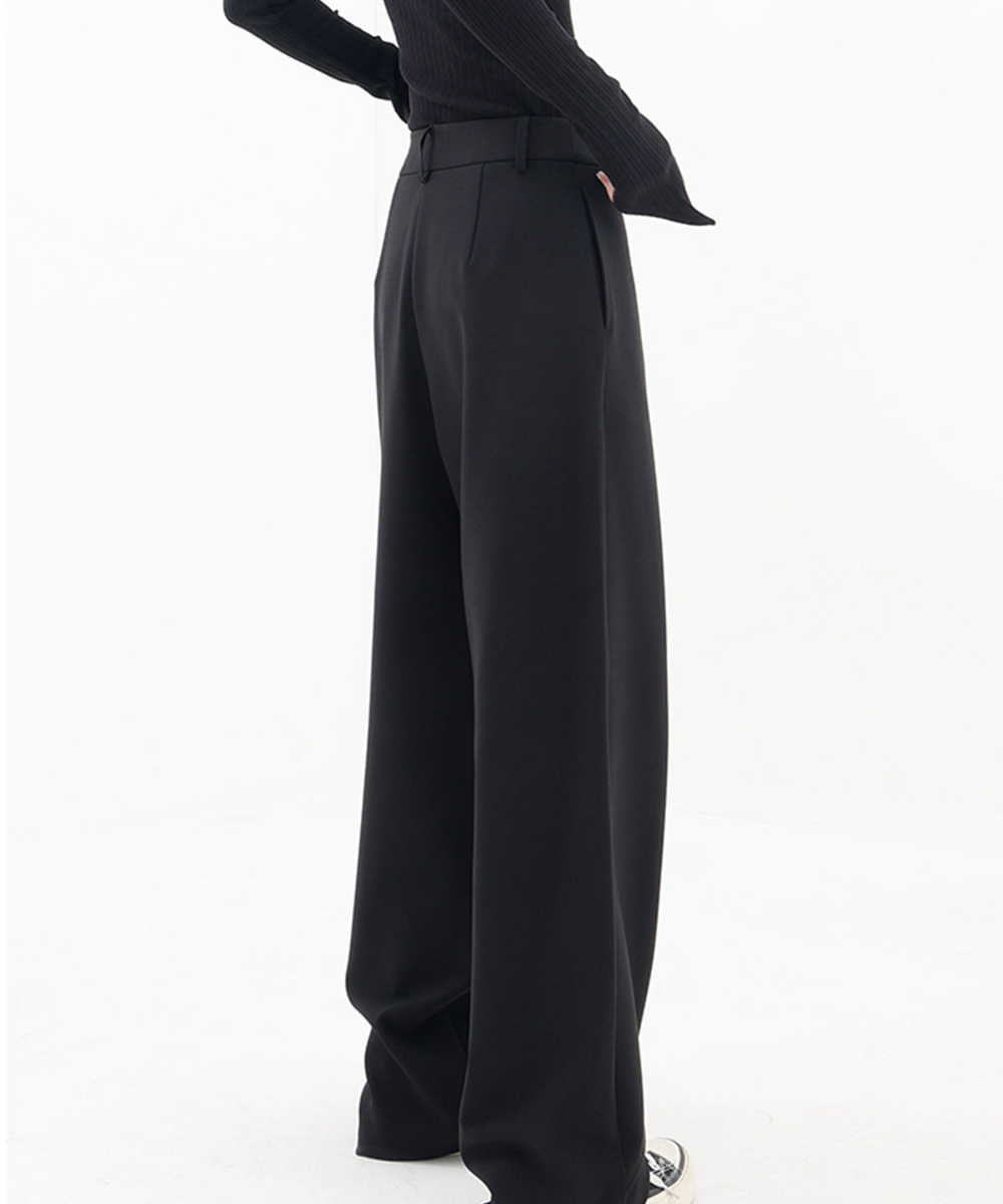 Asymmetrical Layer Button Wide Leg Dress Pants