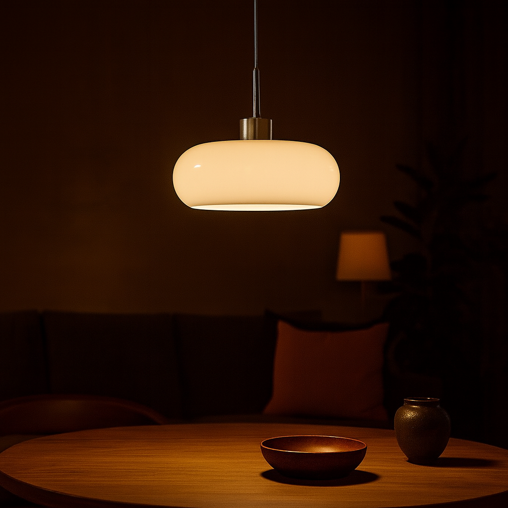Suspension en Verre Dimmable Broodvormé – Éclairage Moderne Orange et Blanc pour Salon, Salle à Manger et Bureau